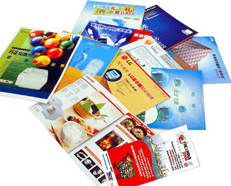 newspapers, books, flyers, posters, brochures, signs, ID and business cards.